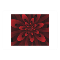 Abstract Digital Modern Red Floral 3D ART (Print Only)
