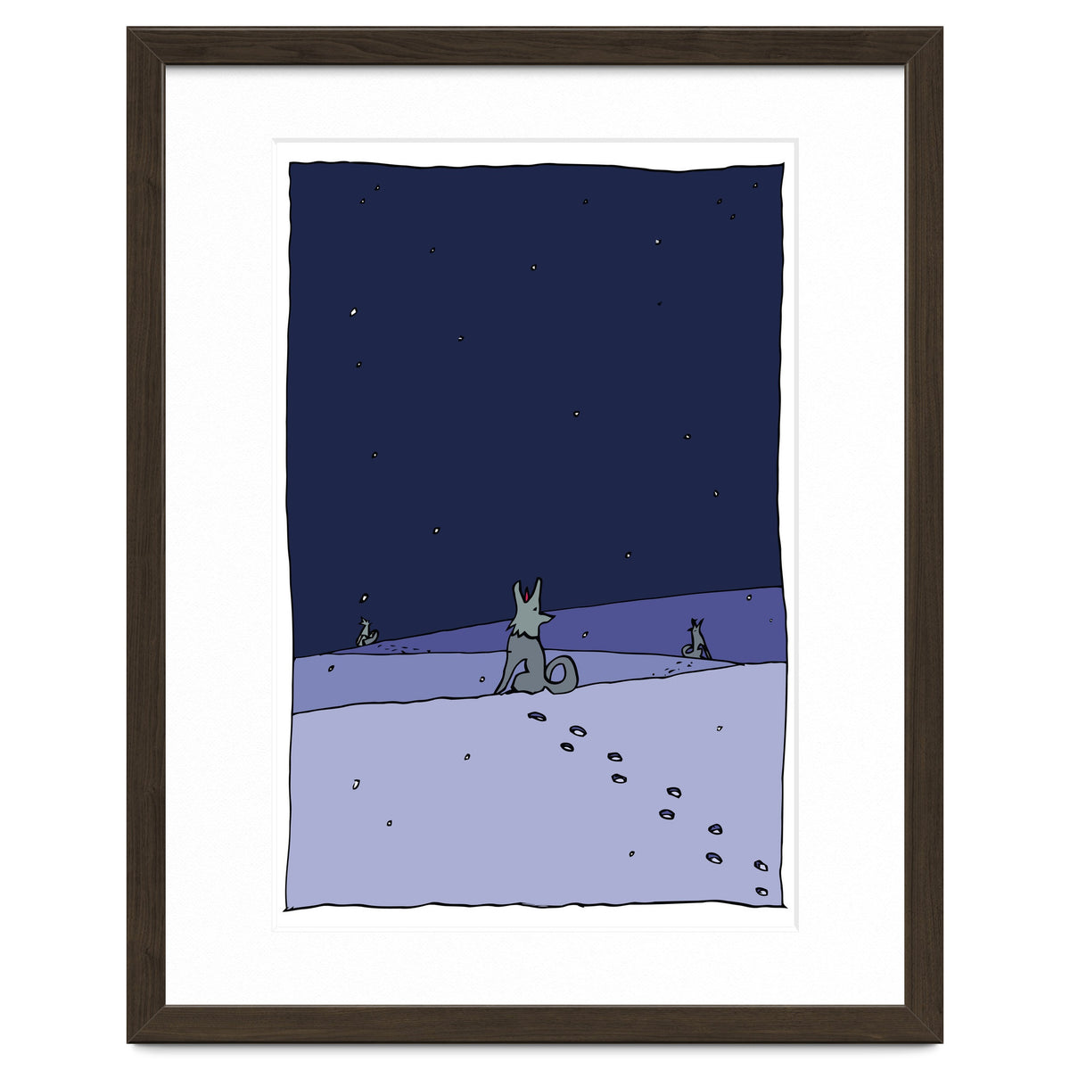 Dogs in Winter Night