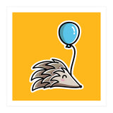 Kawaii Cute Hedgehog With Balloon (Print Only) thumbnail
