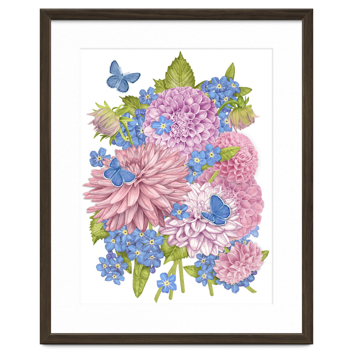 Pink Flowers and Butterflies