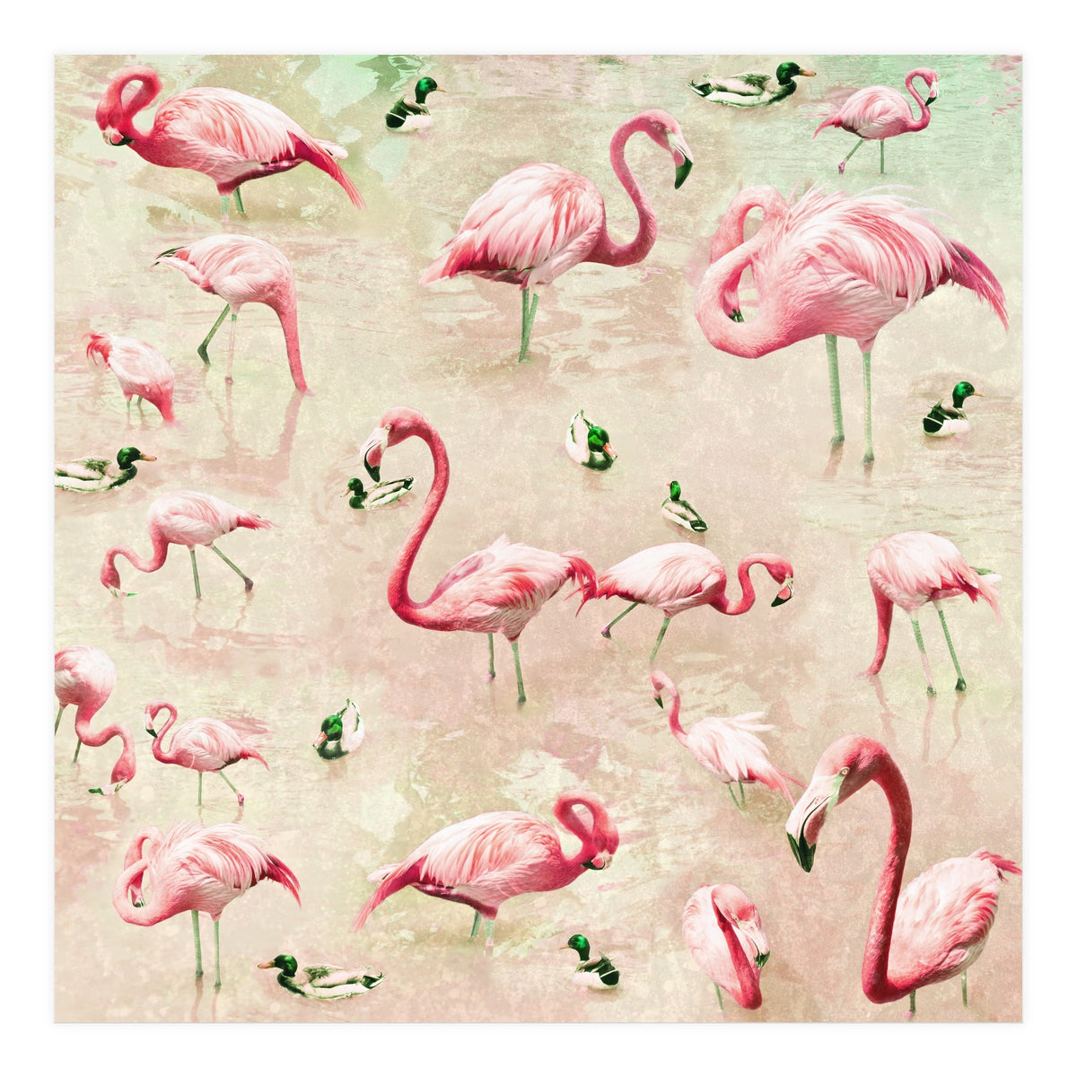 Flamingos Vintage Pink (Print Only)