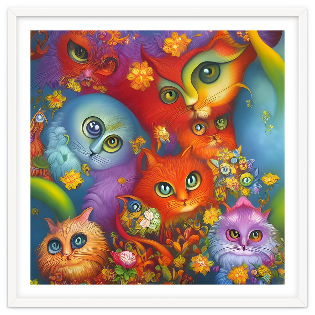 Colorful Crazy Kitty Cat Kitten Collage