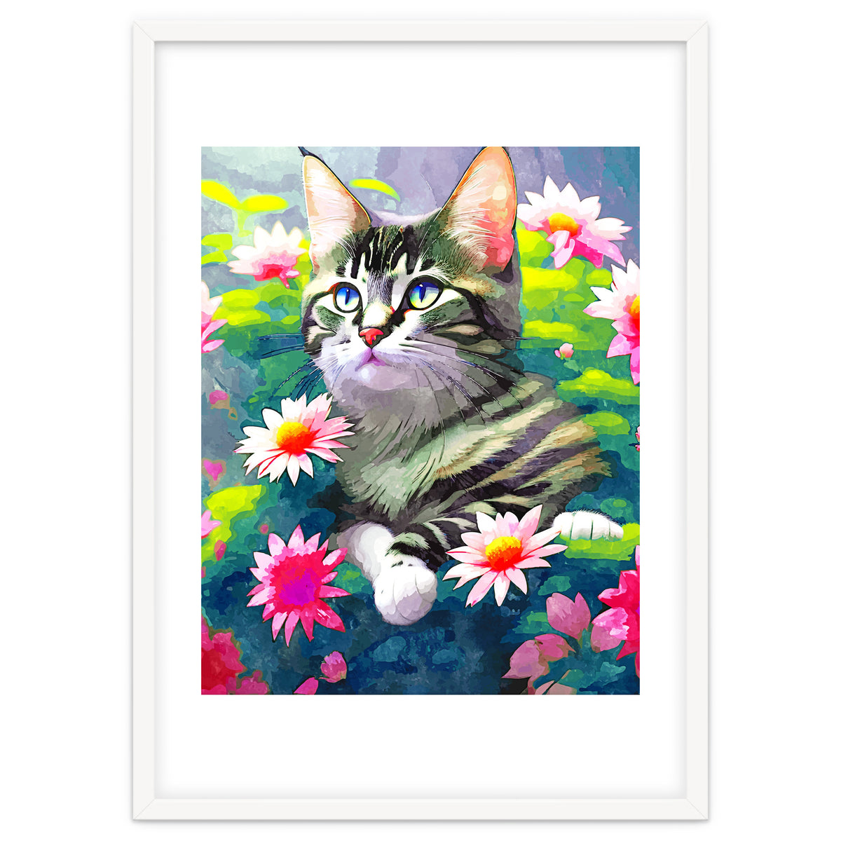 Always Positive, The Optimistic Cat, Positivity Mindset Pets, Optimism Watercolor Painting Animals