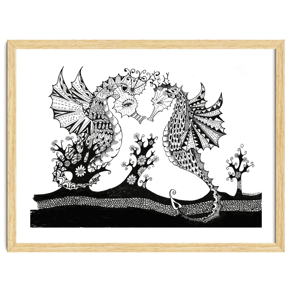 Seahorse Dragons Love Illustration