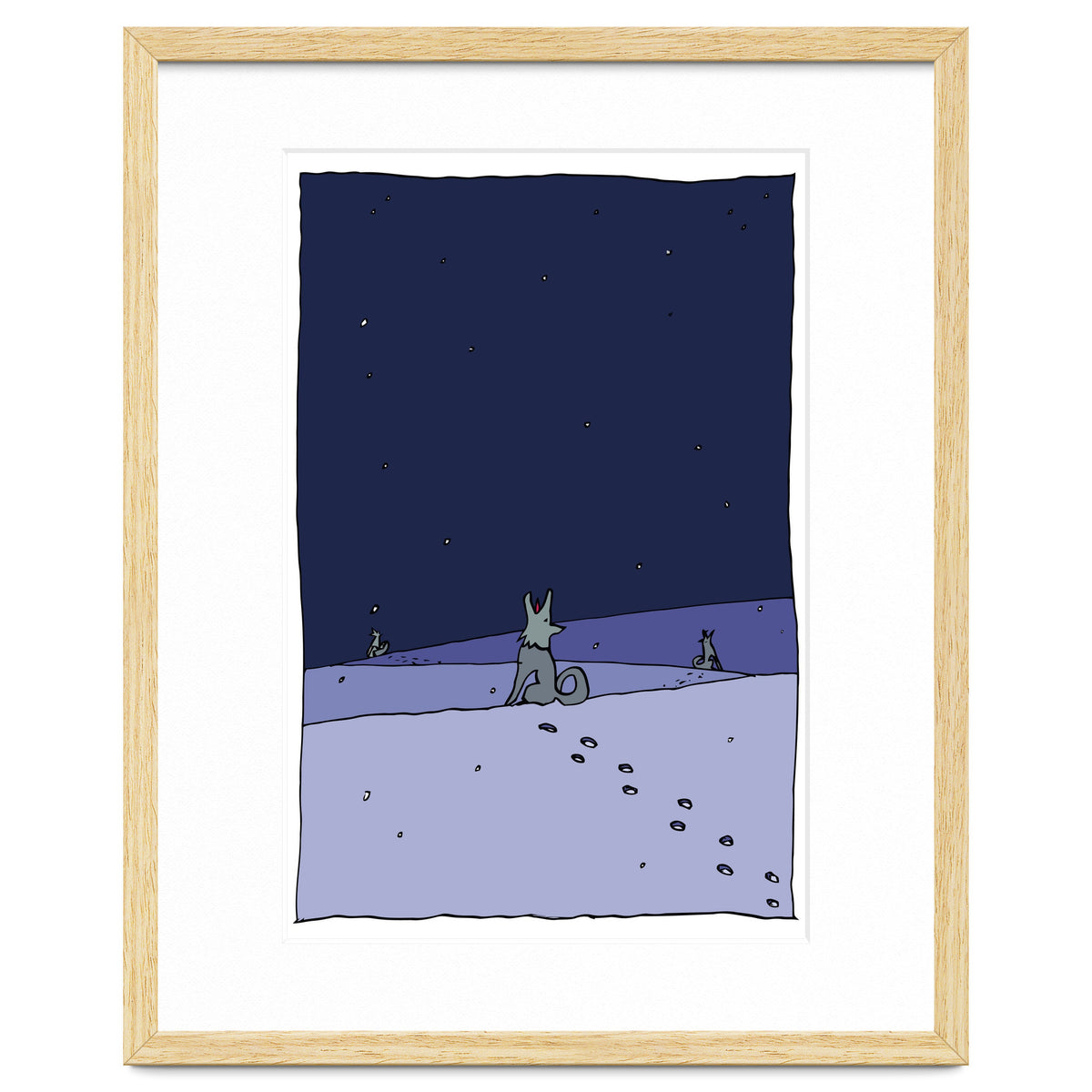 Dogs in Winter Night