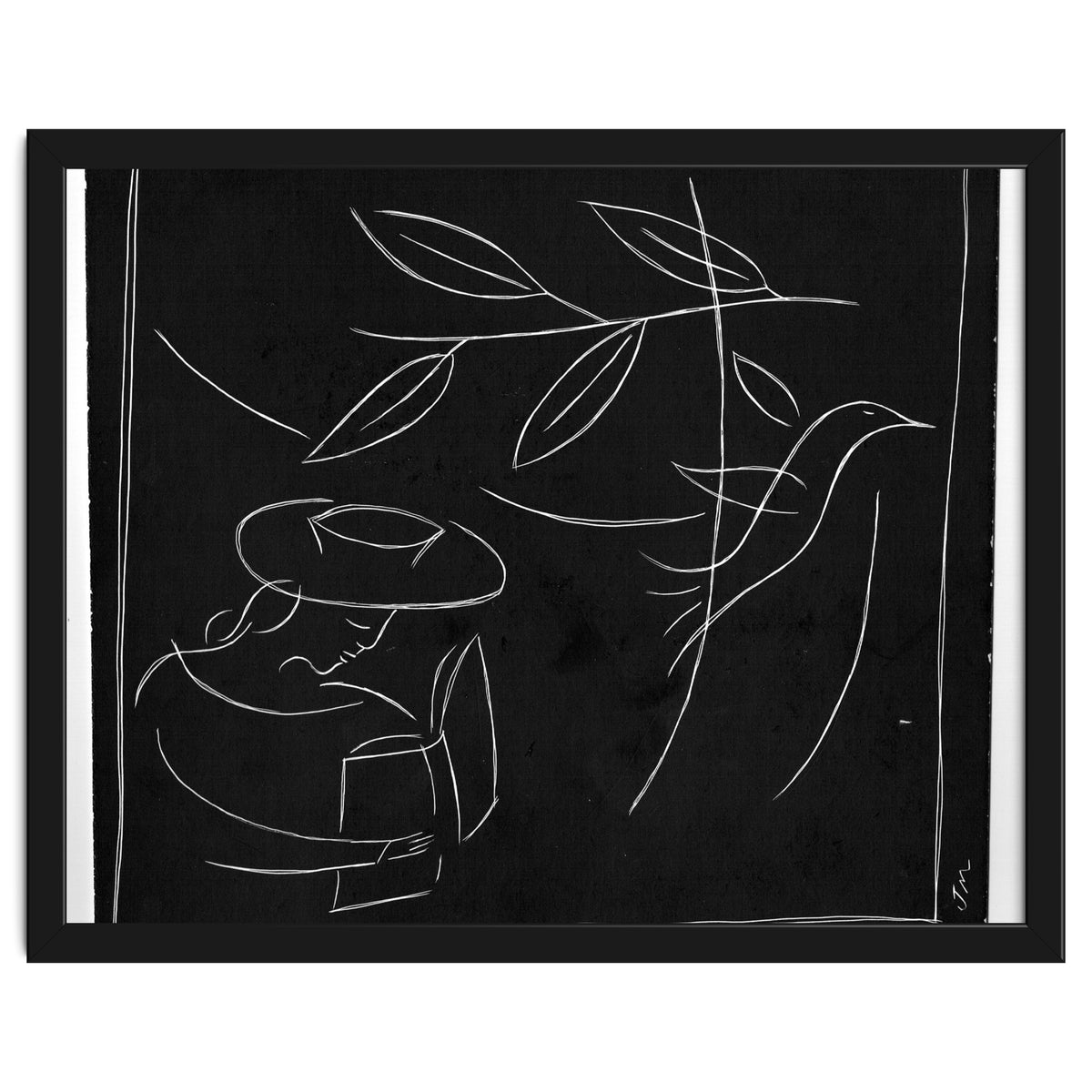 Woman With Bird And Book