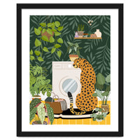 Cheetah in Tropical Laundry Room