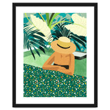 Chill, Modern Bohemian Black Woman Travel Illustration | Terrazzo Tropical Swimming Pool Fashion thumbnail
