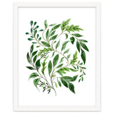 Botanical Abundance, Fresh Green Nature Watercolor Painting, Vibrant Leaves Minimal Illustration thumbnail