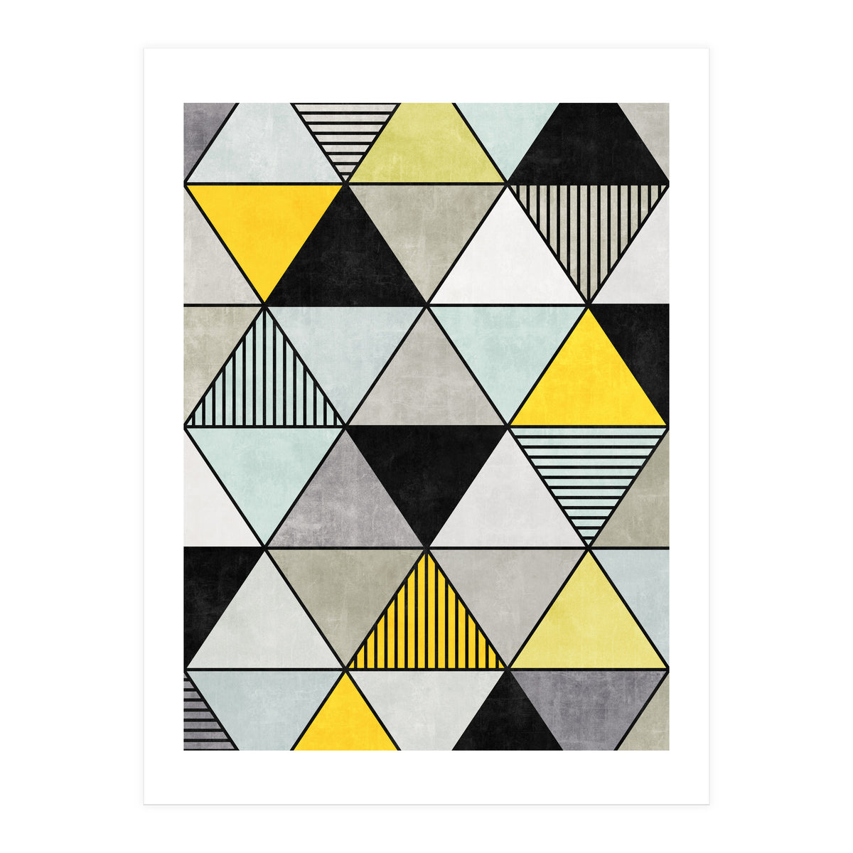 Colorful Concrete Triangles 2 - Yellow, Blue, Grey (Print Only)