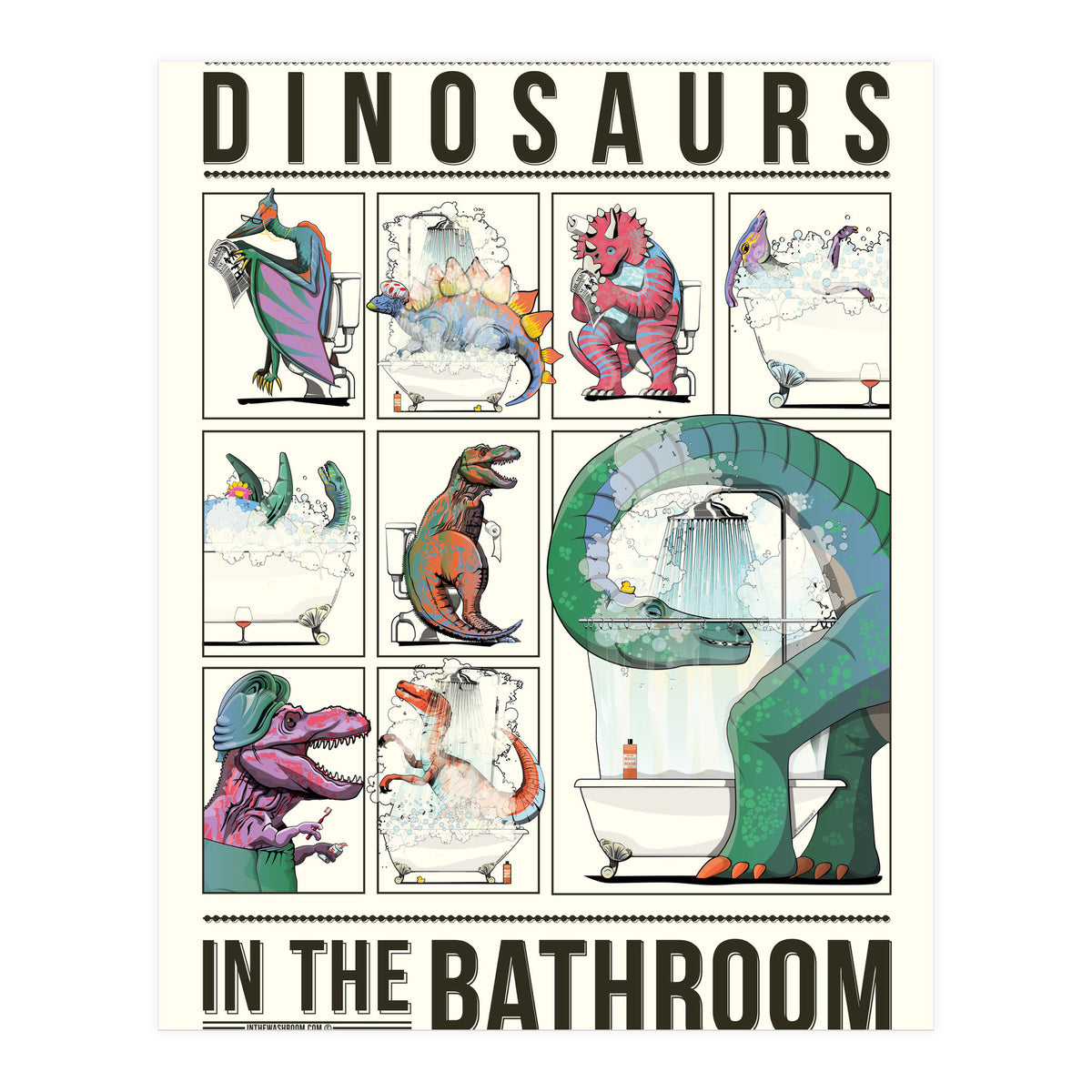 Dinosaurs in the Bathroom, Funny Toilet Humour (Print Only)