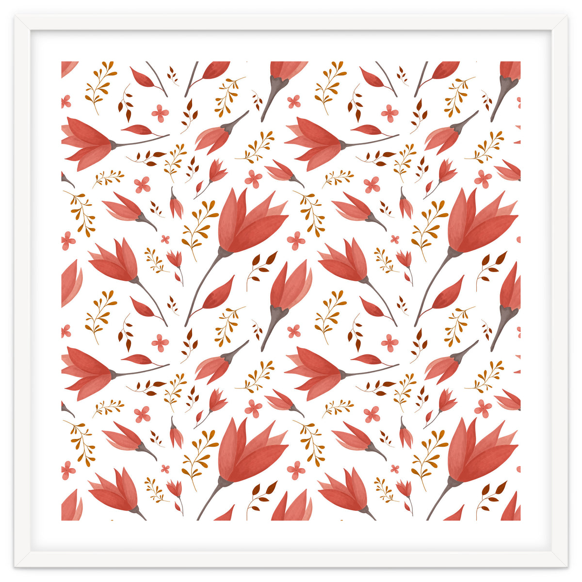 Delicate Autumn Floral Gouache Pattern Collection I