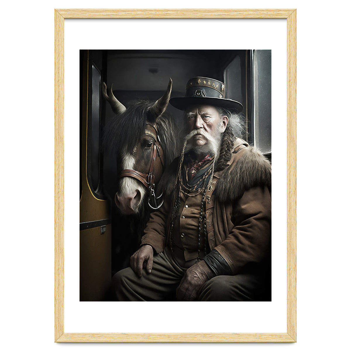 Old Man and His Horse on the Train