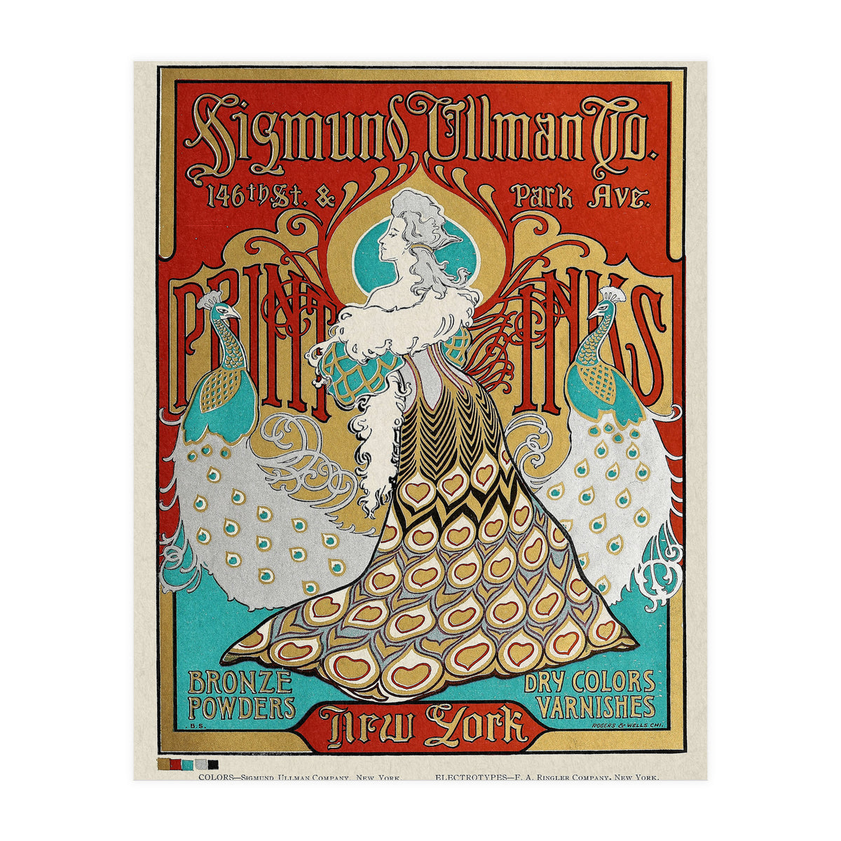 Sigmund Ullman Bronze Powders Advertisement (With Peacocks) (Print Only)