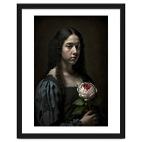 Sad Young Woman Moody Vintage Dark Painting