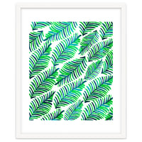 Palm Solace | Tropical Botanical Plants Nature Hand-Painted Watercolor Painting Bohemian Lush Green