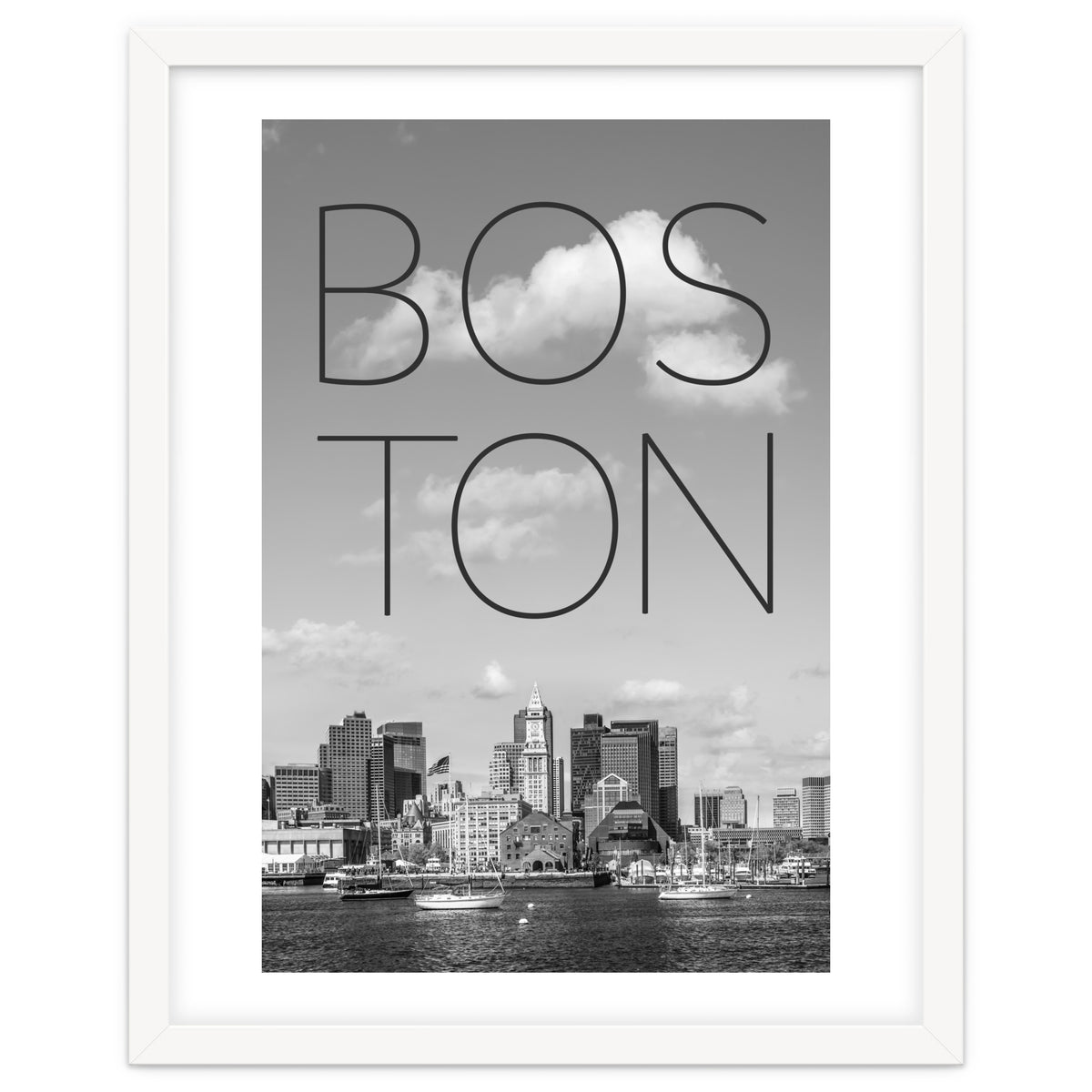 BOSTON Skyline North End & Financial District | Text & Skyline