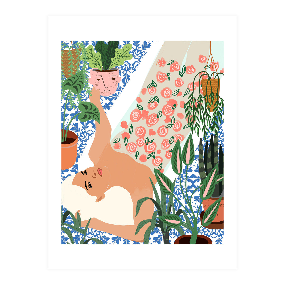 Moroccan Bath With Plants (Print Only)