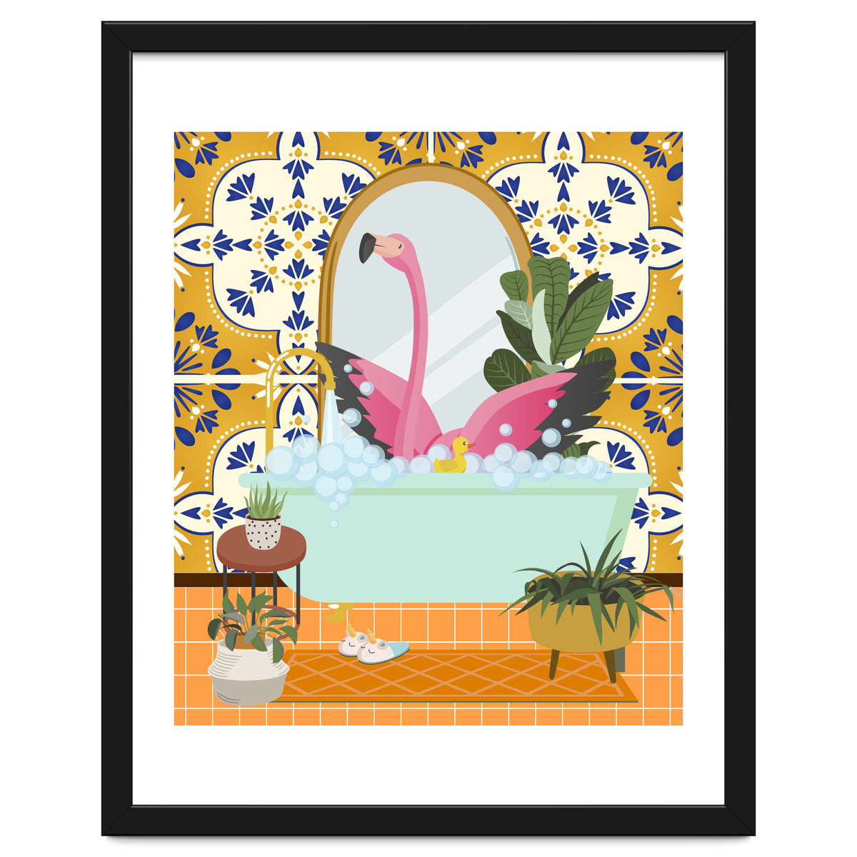 Flamingo Bathing in Moroccan Style Bathroom