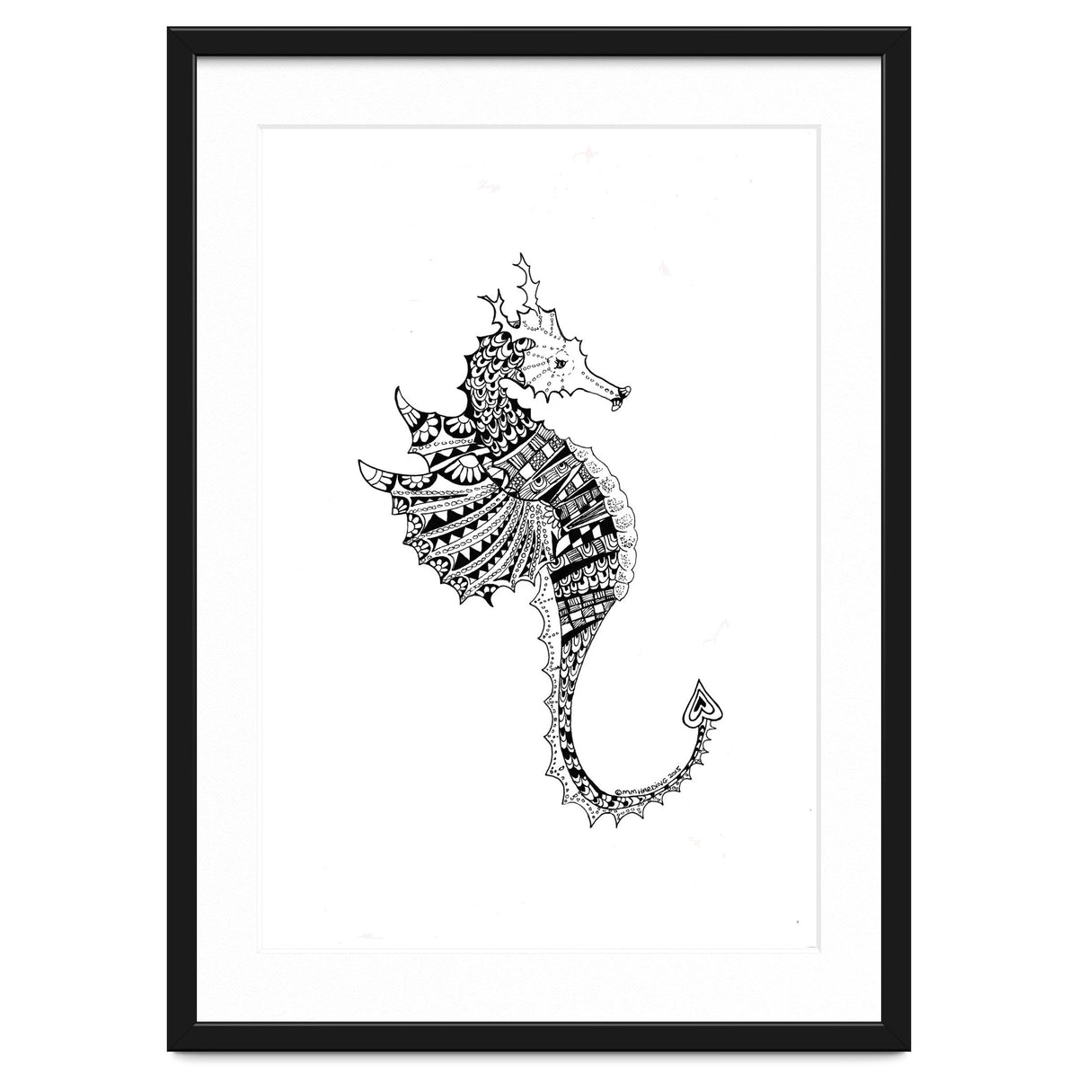 Seahorse Dragon Zen Doodle