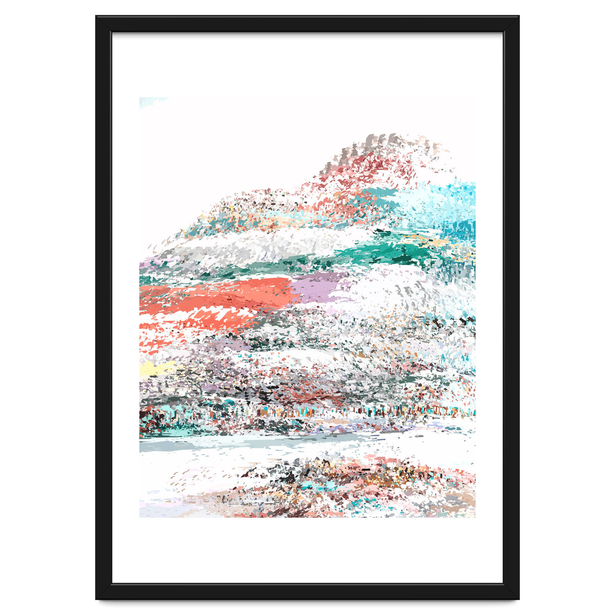 The Snow Mountain, Abstract Nature Digital Painting, Scandinavian Landscape Winter Travel