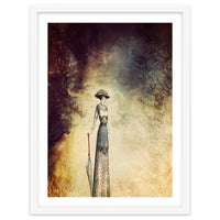 VINTAGE FASHION LADY IN ABSTRACT FOREST I