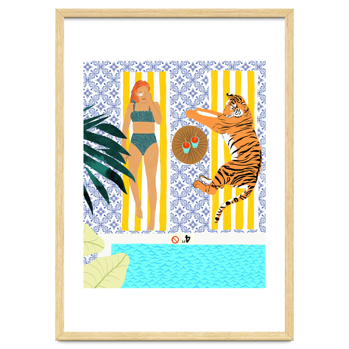 How To Vacay With Your Tiger, Human Animal Connection Illustration, Tropical Travel Morocco Painting