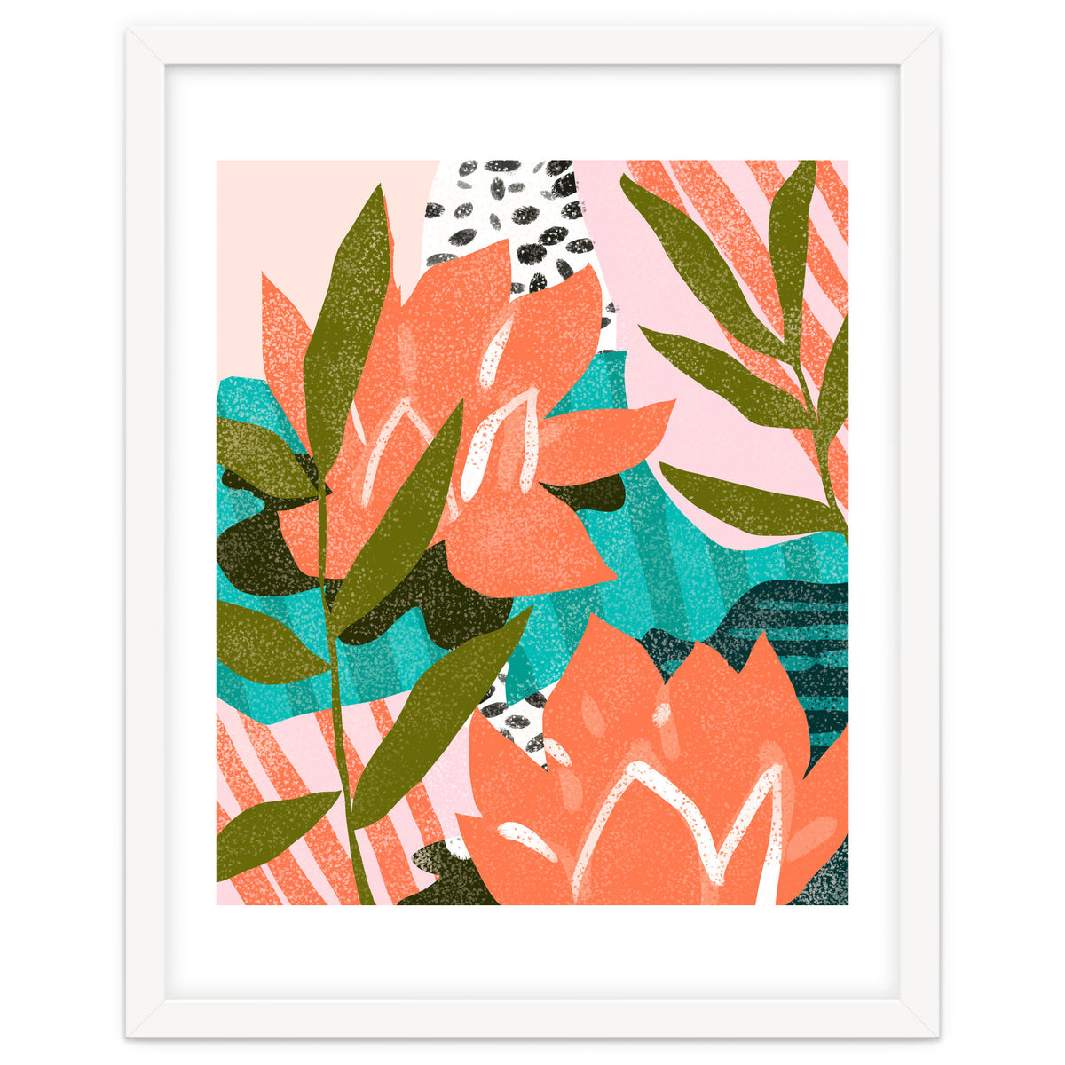 Forever in My Garden | Abstract Botanical Nature Plants Floral Painting | Quirky Modern Contemporary