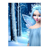 Cute 3d light blue Winter Fairy in the Forest (Print Only) thumbnail