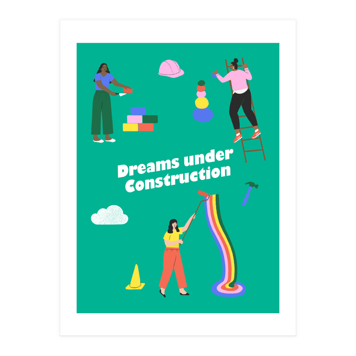 Dreams Under Construction Green (Print Only)