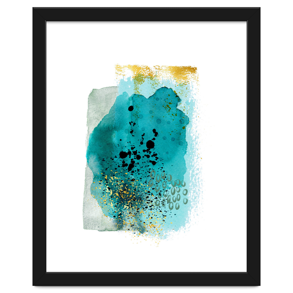Abstract watercolour turquoise and gold