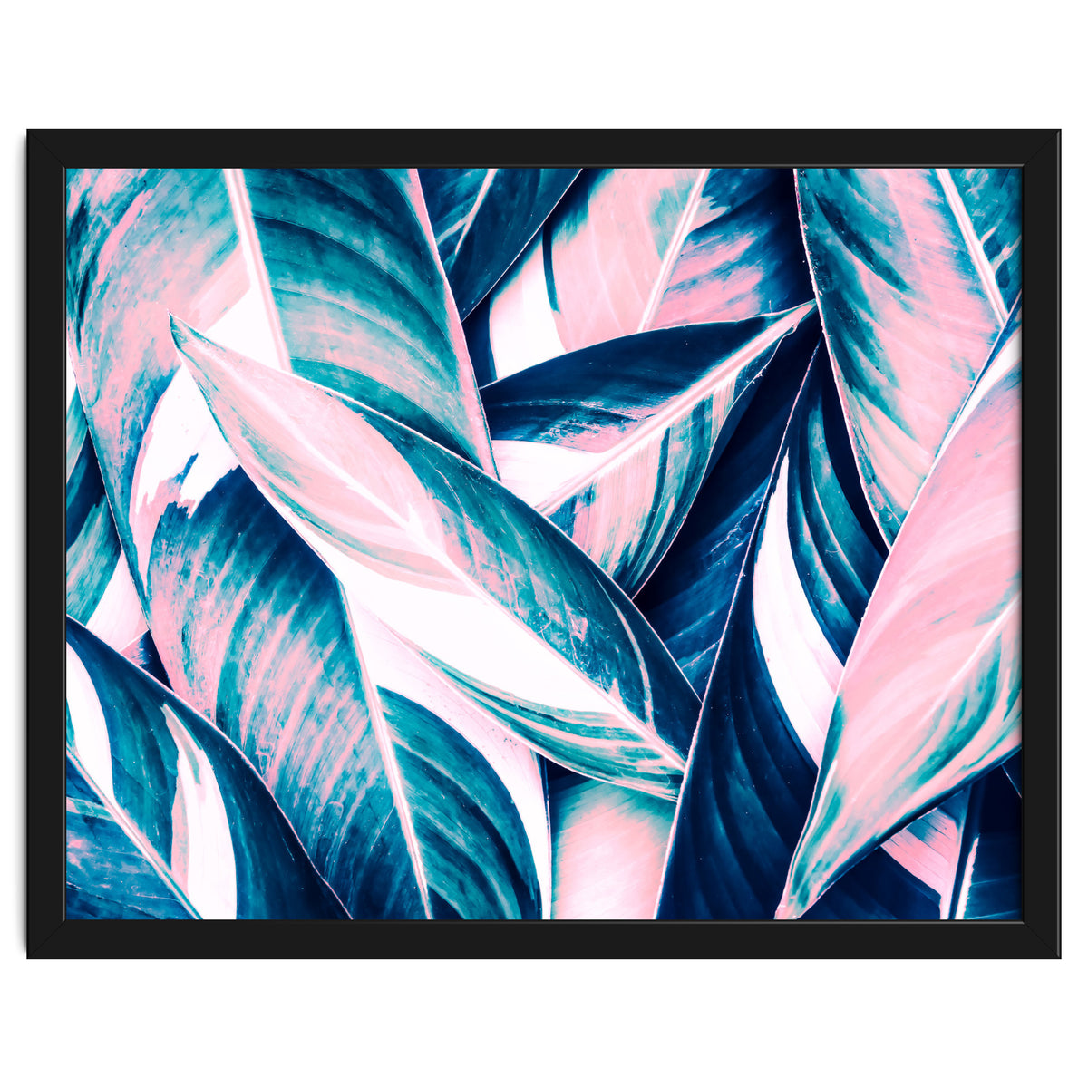 Botanical leaf pink and blue