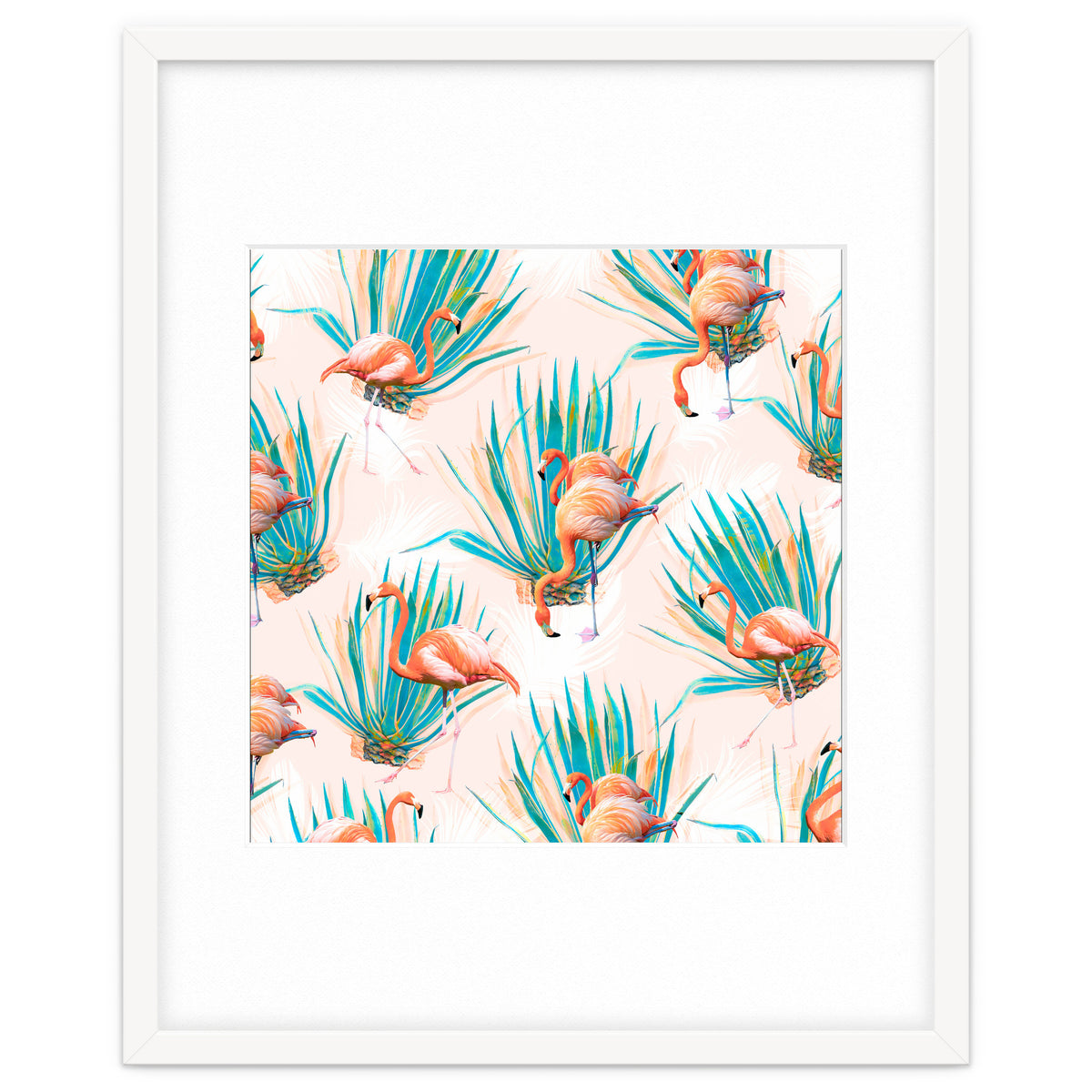 Anaglyph Flamingos with cactus