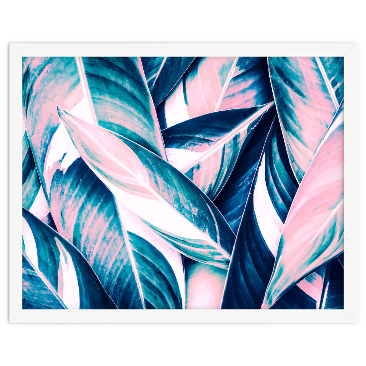 Botanical leaf pink and blue