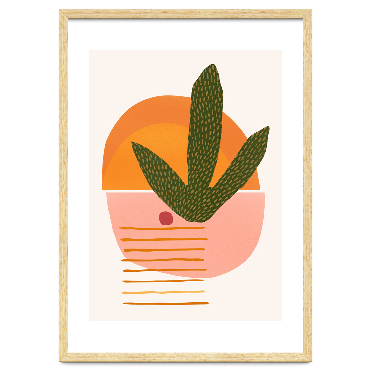 Desert Sunset With Cactus And Cherry