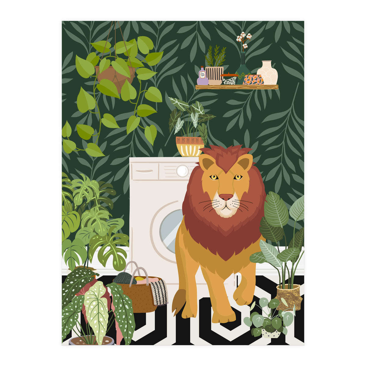 Lion in Laundry Room (Print Only)