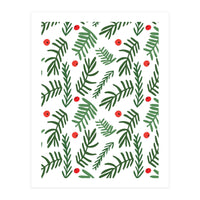 Pine Tree Branches With Christmas Berries Pattern (Print Only)