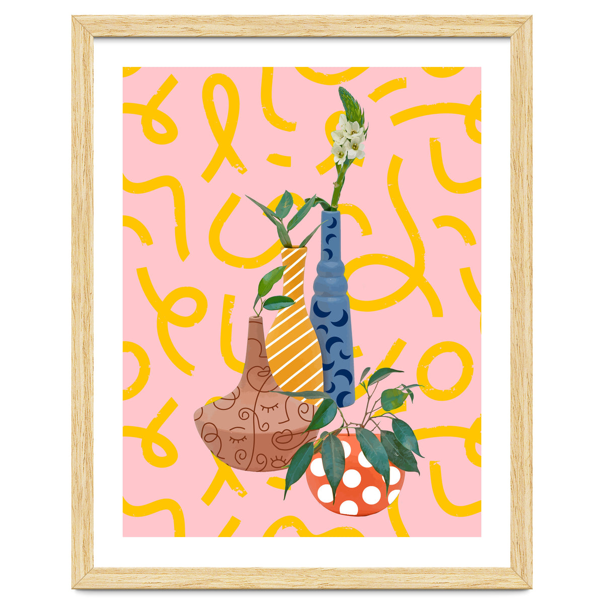 Modern Botanicals, Abstract Plant Pots, Quirky Nature Bohemian, Contemporary Decor