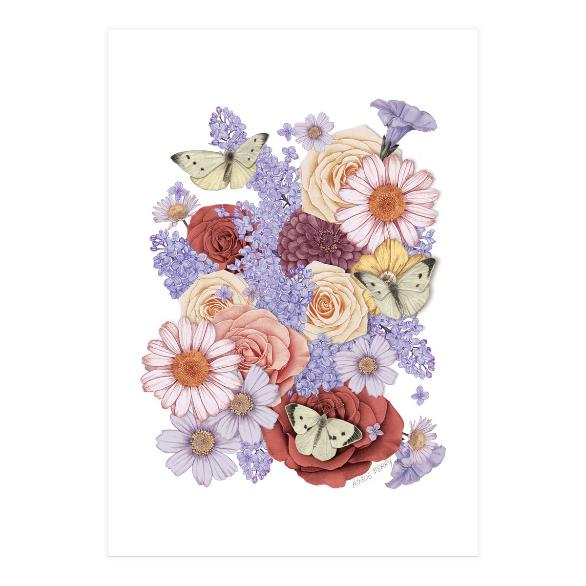 Flowers and Butterflies (Print Only)