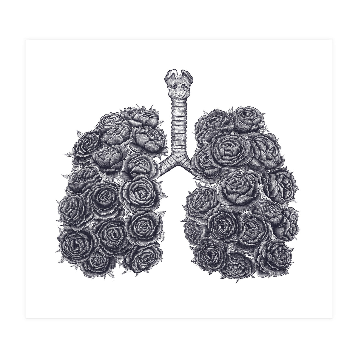Lungs With Peonies (Print Only)