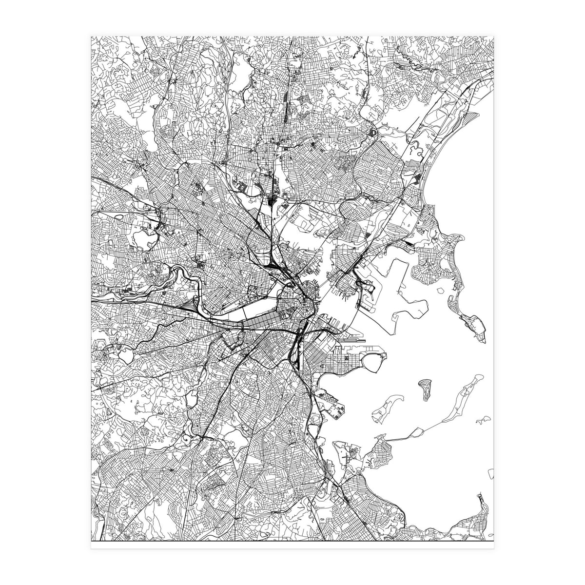 Boston White Map (Print Only)