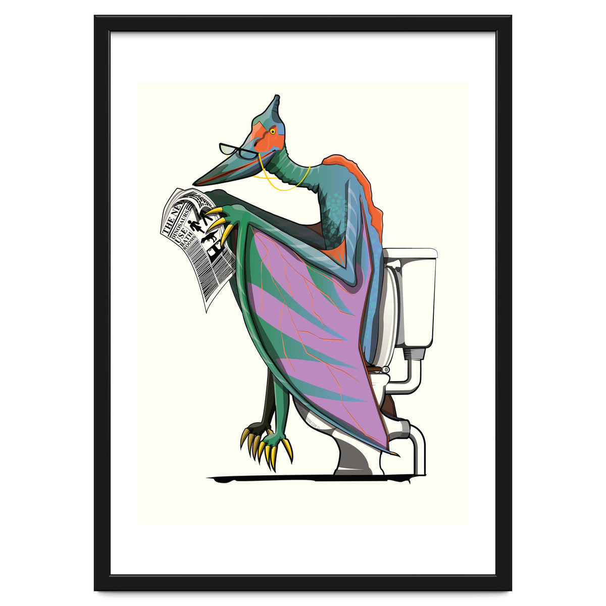 Dinosaur Pterodactyl on the Toilet, Funny Bathroom Humour