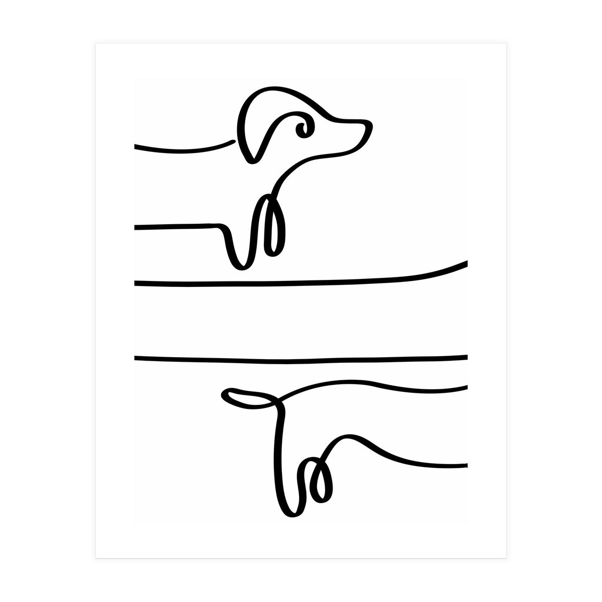 One Line Art Dachshund  (Print Only)
