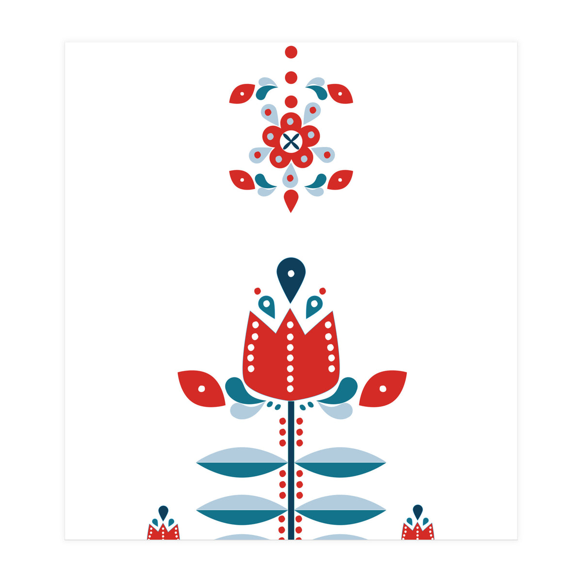 Scandinavian Folk Flowers (Print Only)