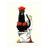 Black Panther on the Toilet, funny bathroom humour (Print Only) thumbnail