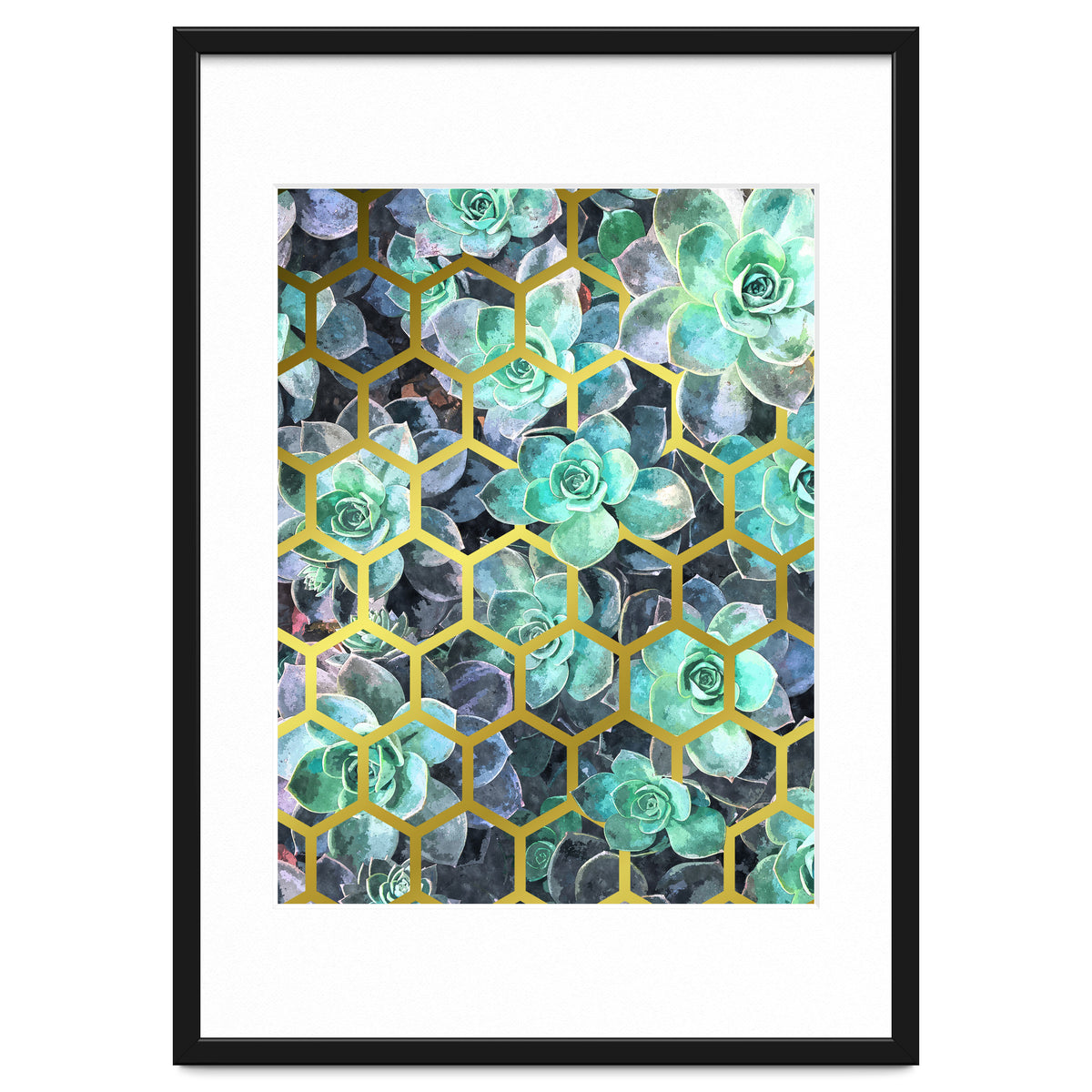 Succulents and Gold Geometric