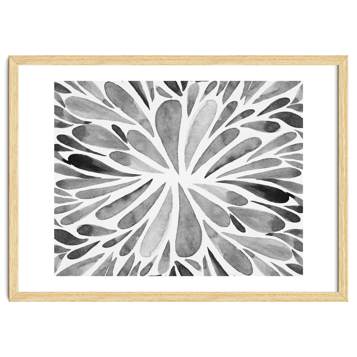 Retro abstract floral - black and white