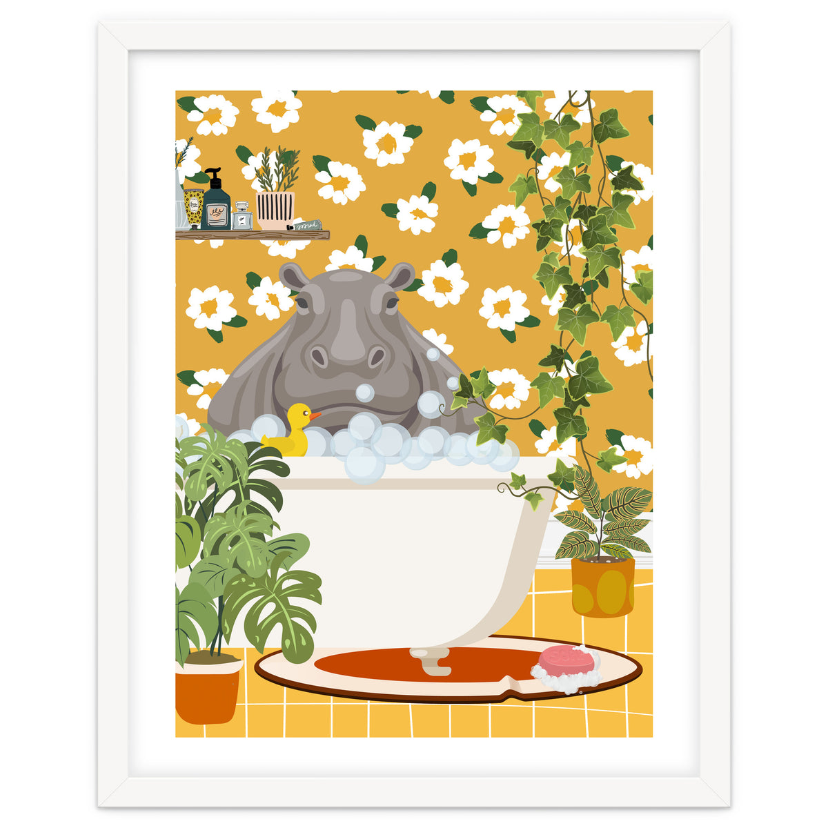 Hippo Taking a Bubble Bath