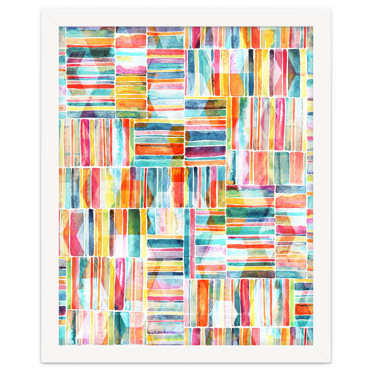 Summer Pastel Geometric and Striped Abstract on white