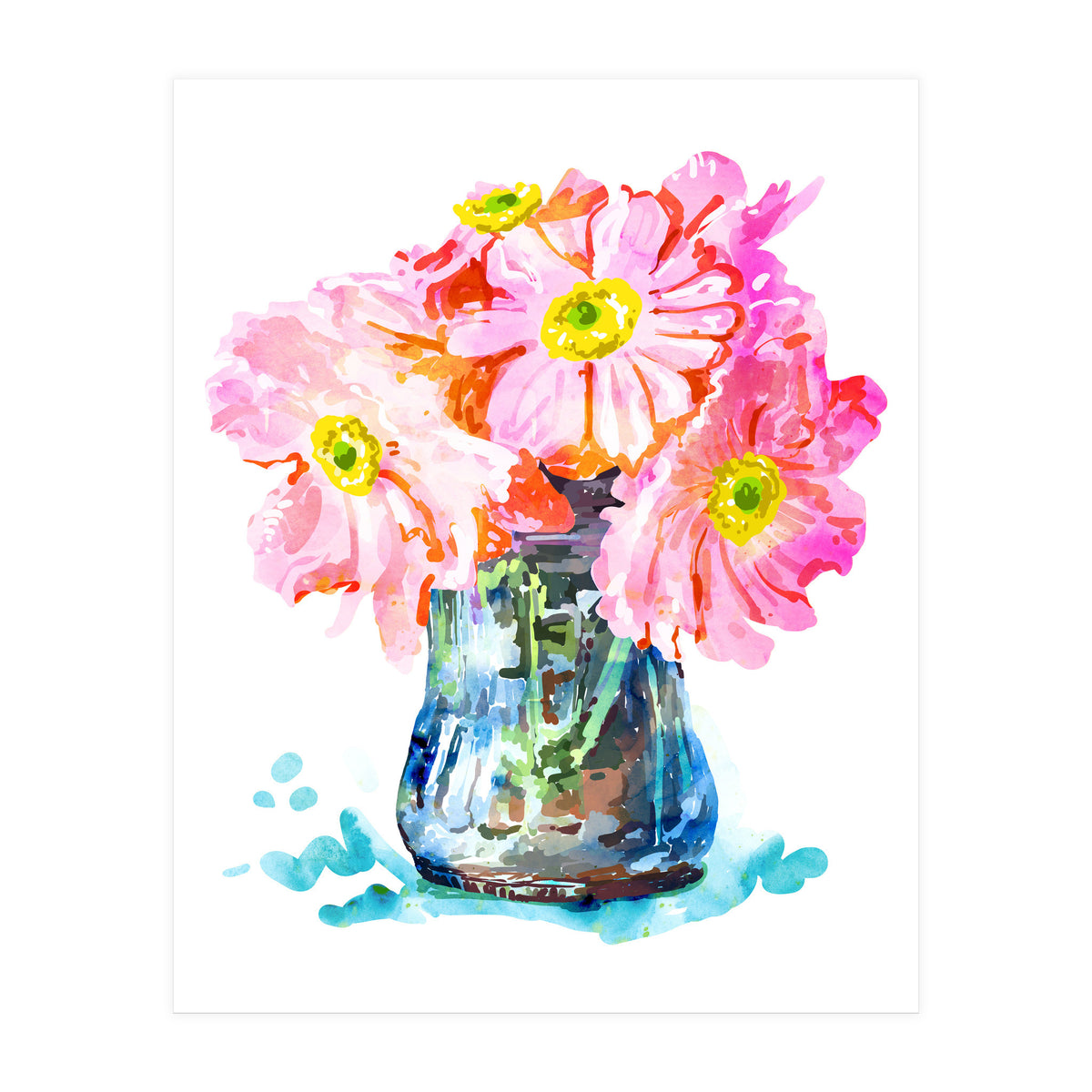 Watercolor Flower Pot (Print Only)